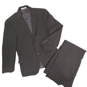 Joseph Abboud Mens Black 100% Wool Reda Super 110s Suit 40R Jacket 34R Pants